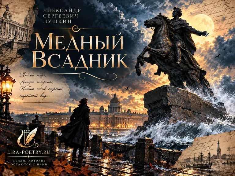 Иллюстрация к стихотворению «Медный всадник» - Александр Пушкин; категории: О любви, О жизни, О природе, Известные стихи, Грустные стихи.